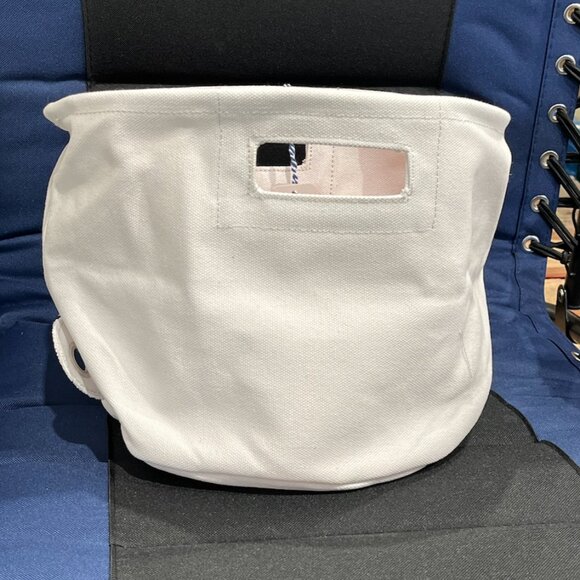 MIMISH White Storage Bin Round Canvas 100% Cotton With Zipper & Handles - Picture 2 of 8
